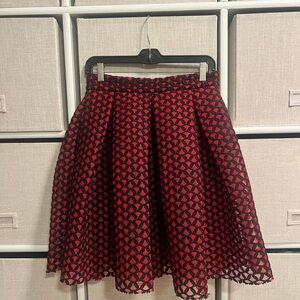 Maje Red & Black A-Line Skirt – Size 2 / S – Fit & Flare Party Skirt